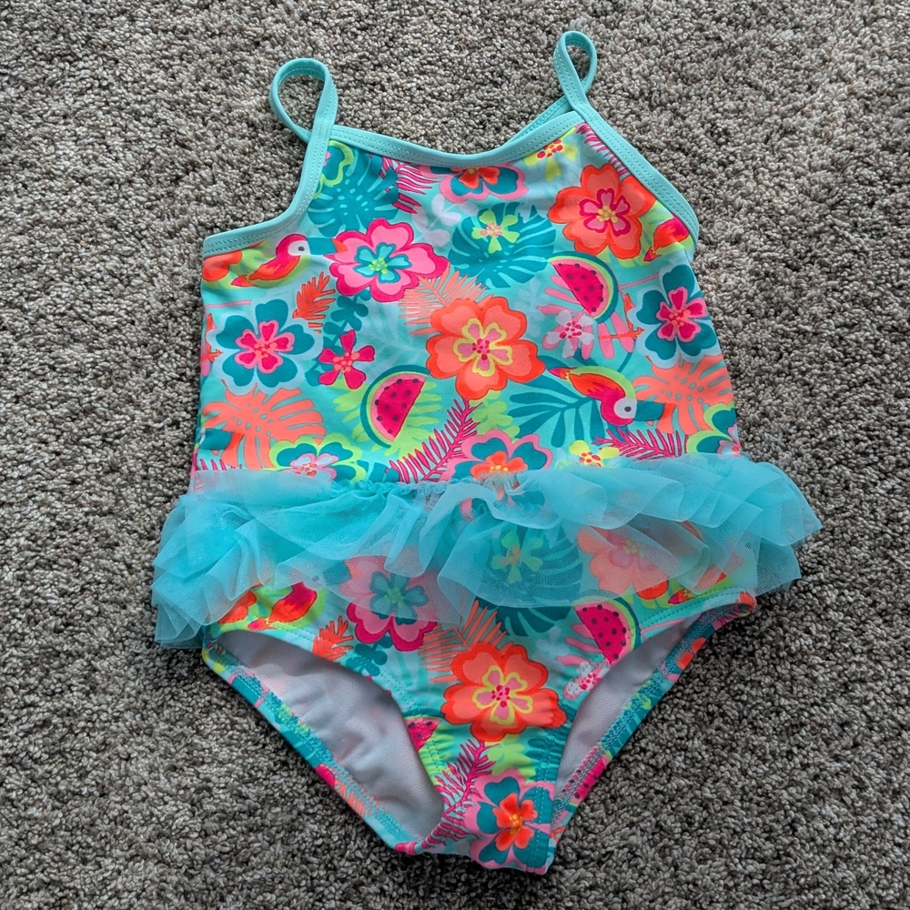 Wonder Nation Floral Kids Swimwear with Tulle Skirt